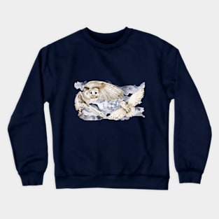 Owls flying in the night Crewneck Sweatshirt